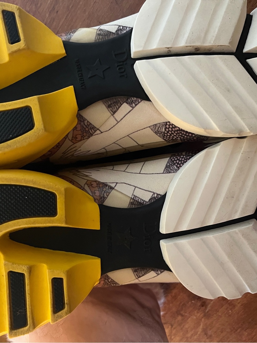 Dior d Connect Cream and Black Sneakers with Yellow Accent - Picture 8 of 11